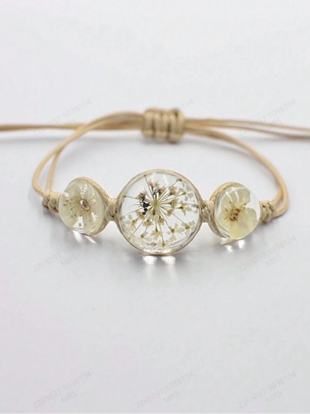 Neutral Cream Resin Flower Adjustable Bracelet